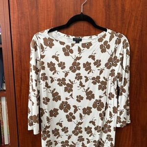 Ann Taylor Brown Floral Long Sleeve Top